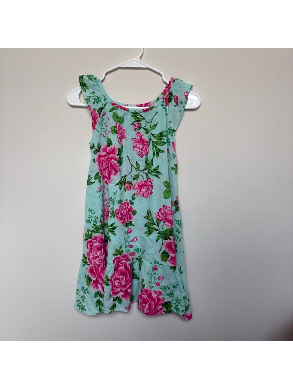 Gymboree Floral Swim Cover Up Girls Size 10 Aqua Pink Beach Dress